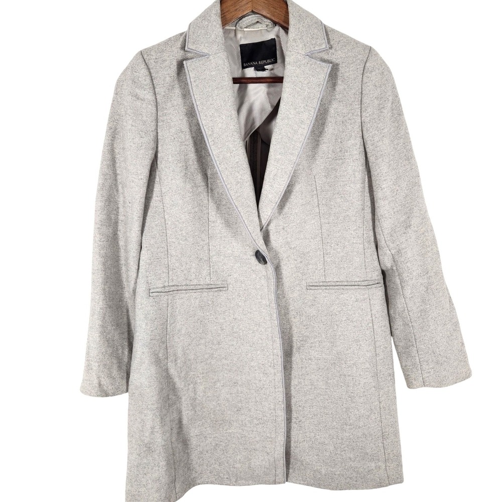 Banana Republic Melton Tailor Gray Italian Wool Mario Bellucci Coat Size 2 P